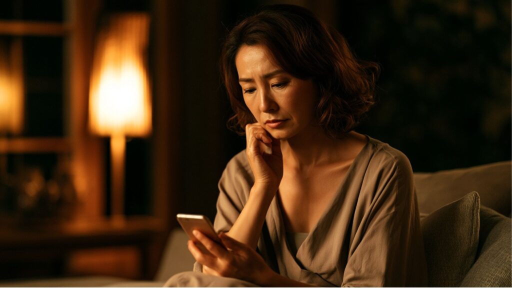 WhatsAppやZoom前に外国人への伝え方を慎重に準備している日本人のイメージ